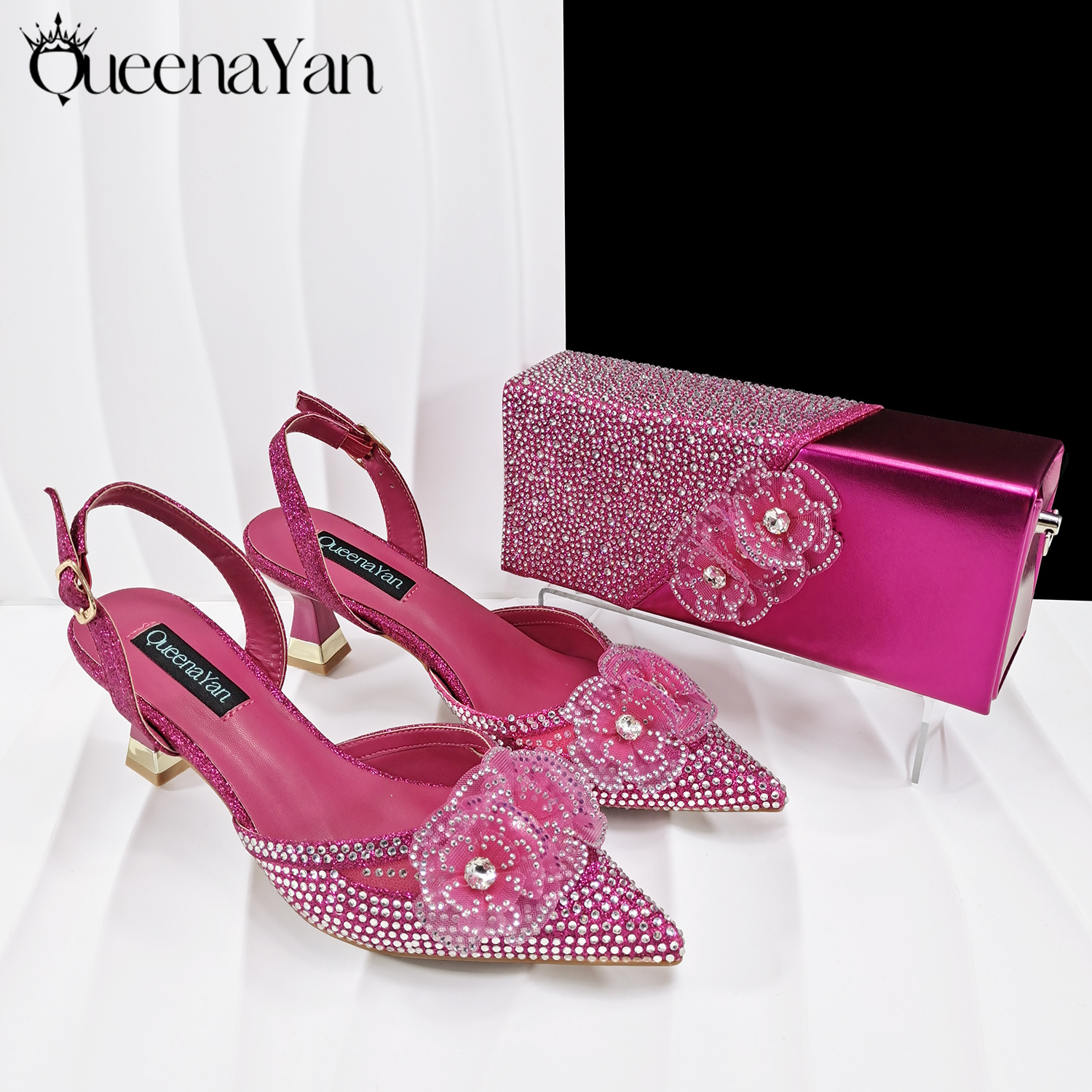 Women Bags Handmade - QueenaYan Fuchsia Color Shoes and Bag