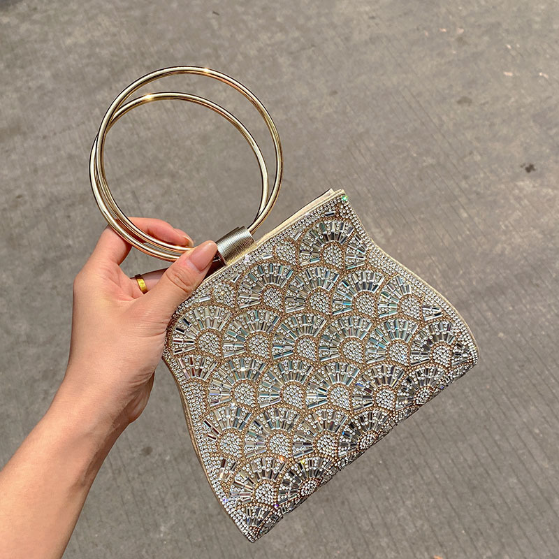 Women Handheld Bags - Glitter Shiny Diamond Clutch Purse Wedding