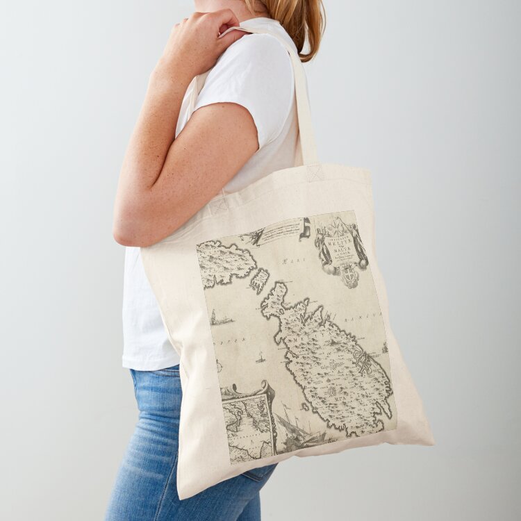 Women Bags Malta - Vintage Malta Map (1698) Tote Bag