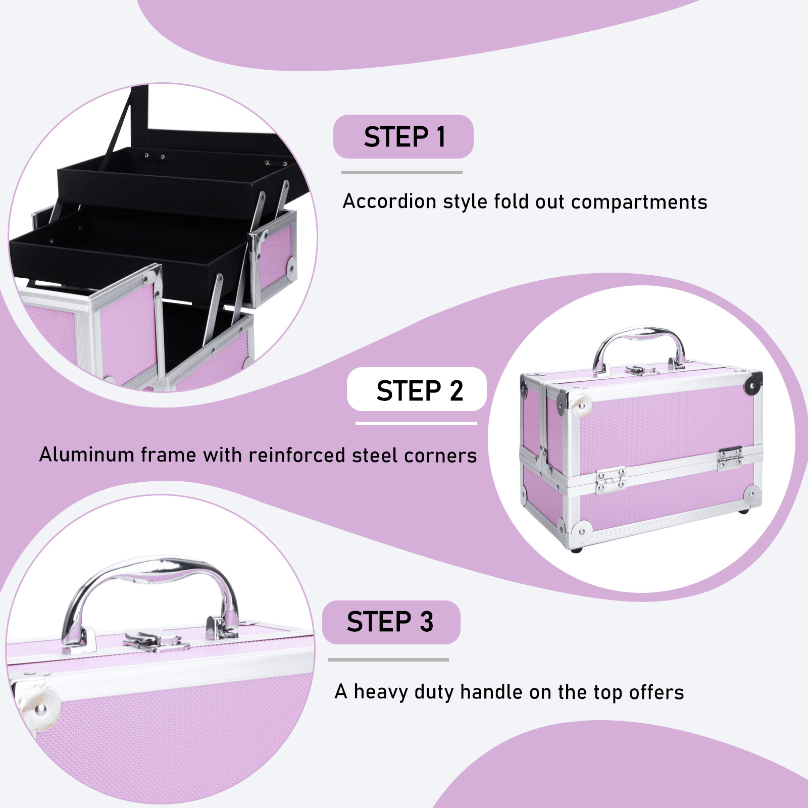 Pink Aluminum Alloy Makeup Cas - Women Handheld Bags reseña y precio