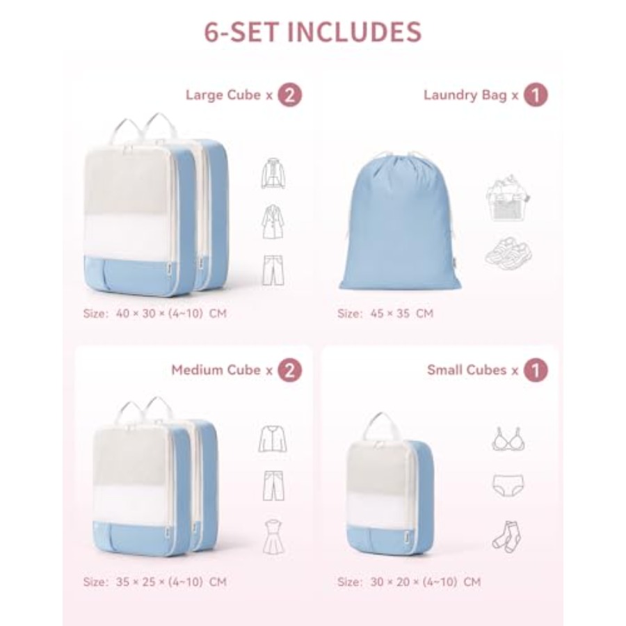 6 Set Compression Packing Cube - Women Bags For Travel reseña y precio