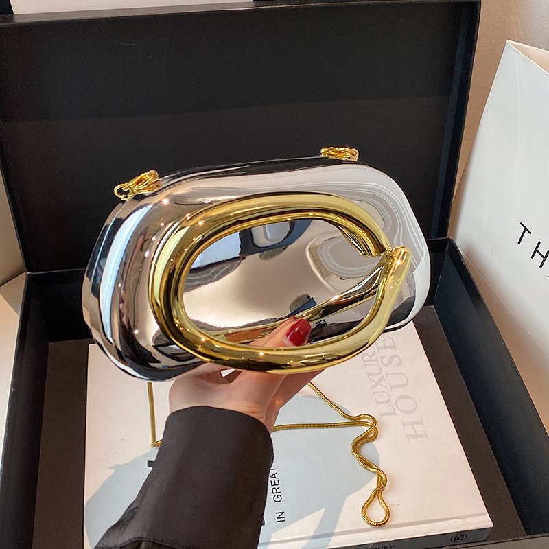 Gold Closure Box Clutch Bag wo - Women Bags Gold reseña y precio