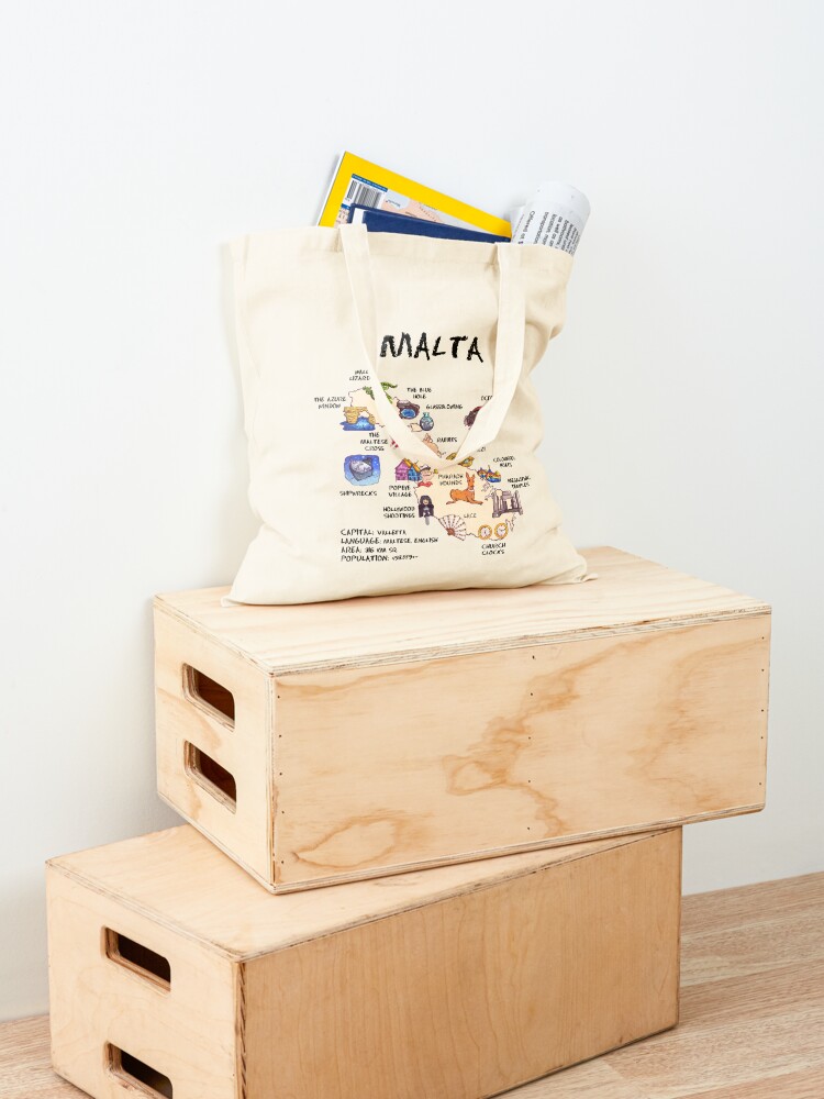 Malta - illustrated map Tote B - Women Bags Malta reseña y precio