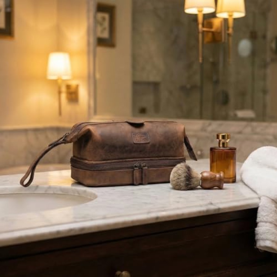 Genuine Leather Dopp Kit Large - Women Bags For Travel reseña y precio