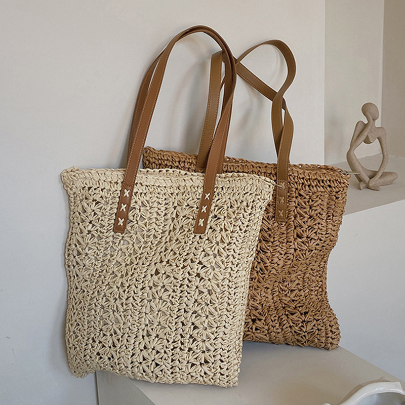 Square Hollow Straw Beach Bag  - Women Bags Handmade reseña y precio