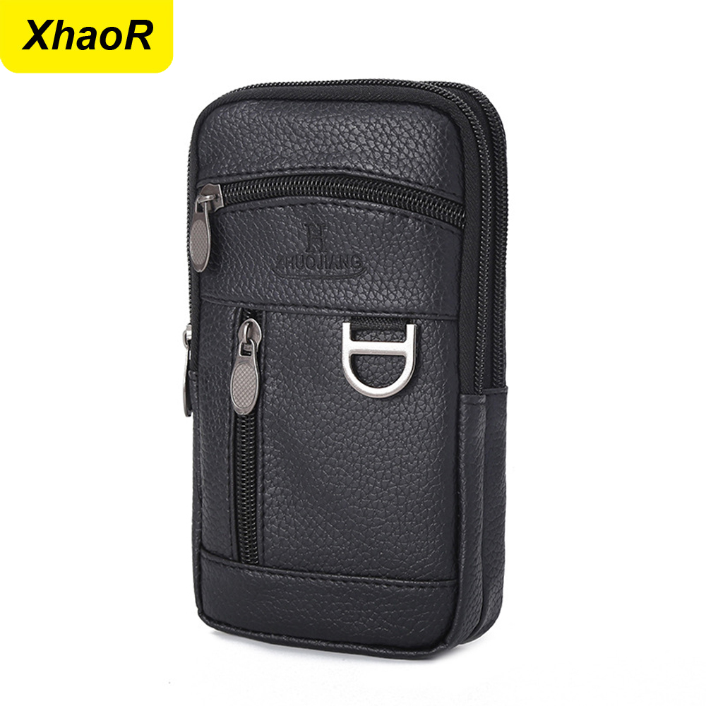 Men Waist Bag Mobile Phone Bag - Saddle Bag Leather reseña y precio