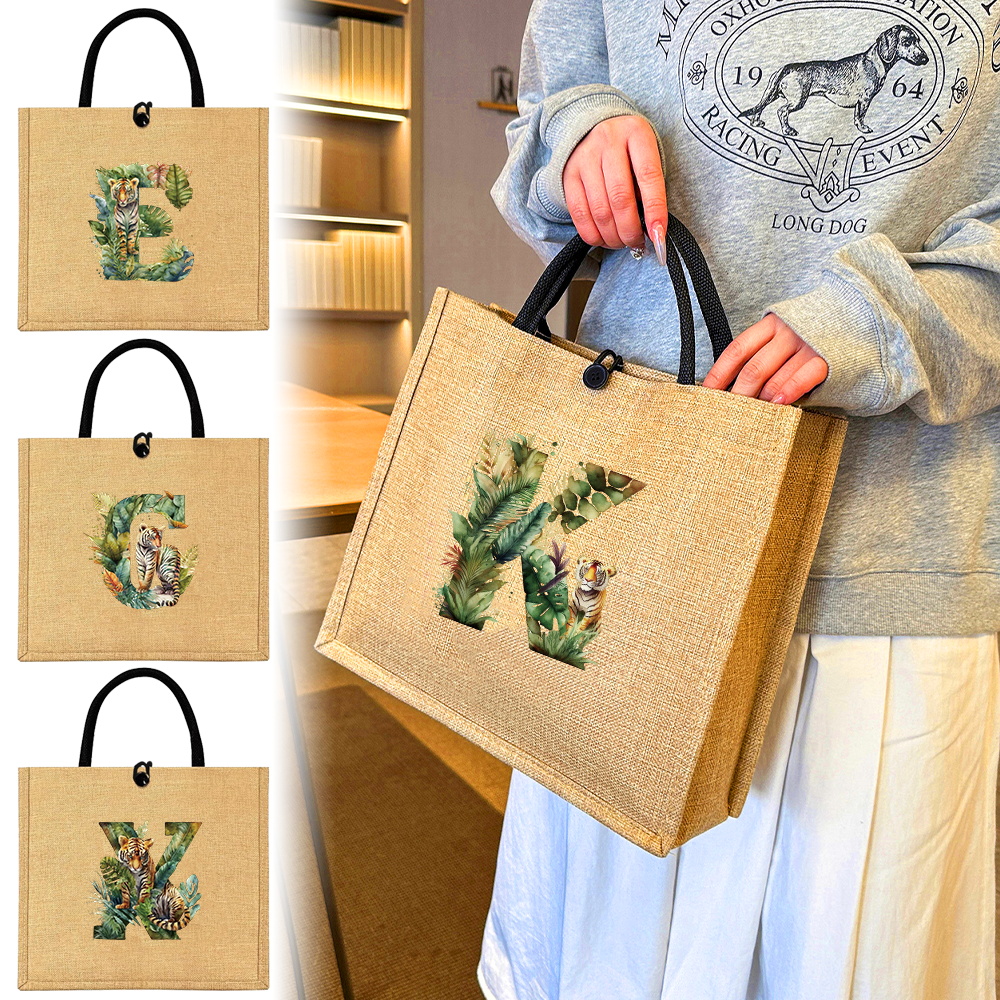 Flax Bag Fastener Handbag Orga - Women Bags Jute reseña y precio