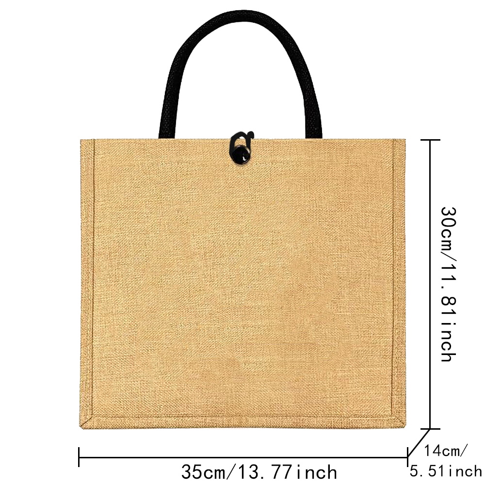 Flax Bag Fastener Handbag Orga - Women Bags Jute reseña y precio