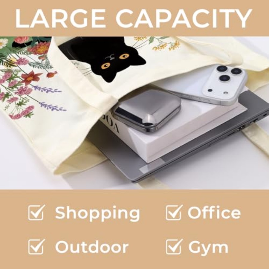 Cute Aesthetic Canvas Tote Bag - Women Bags Work reseña y precio