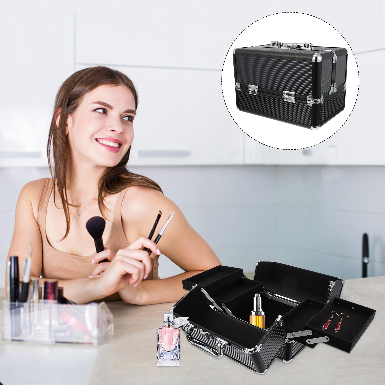 Makeup Case Handheld Storage C - Women Handheld Bags reseña y precio