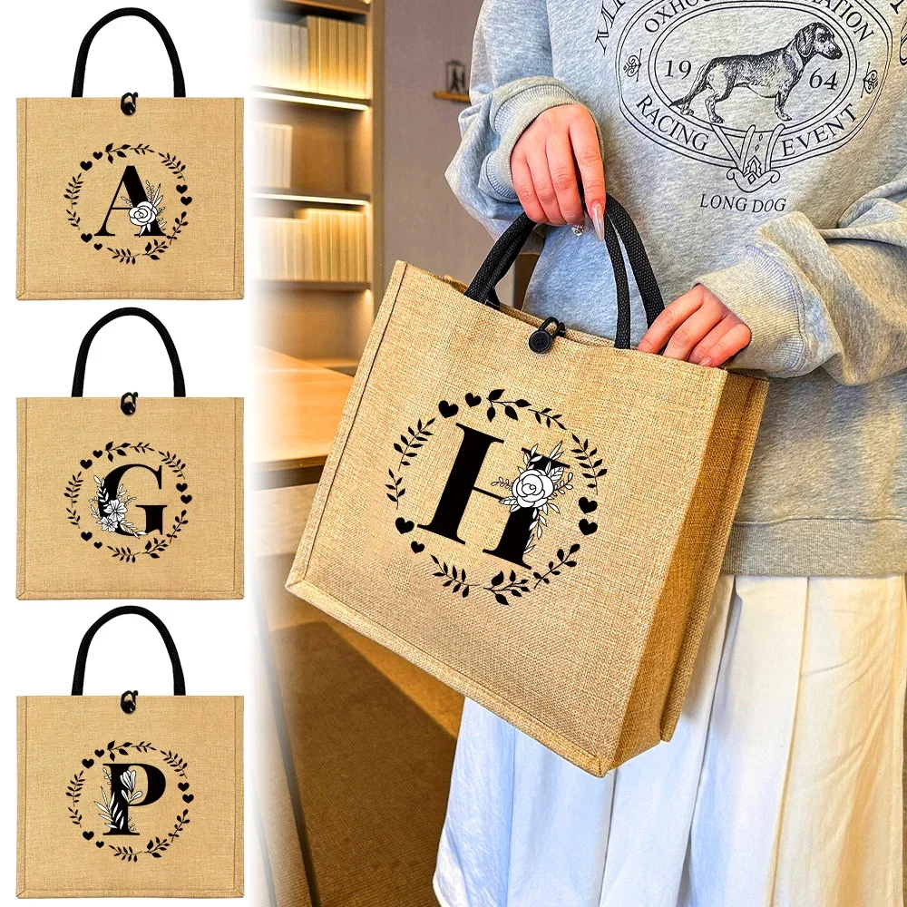 Flax Bag Fastener Handbag Orga - Women Bags Jute reseña y precio