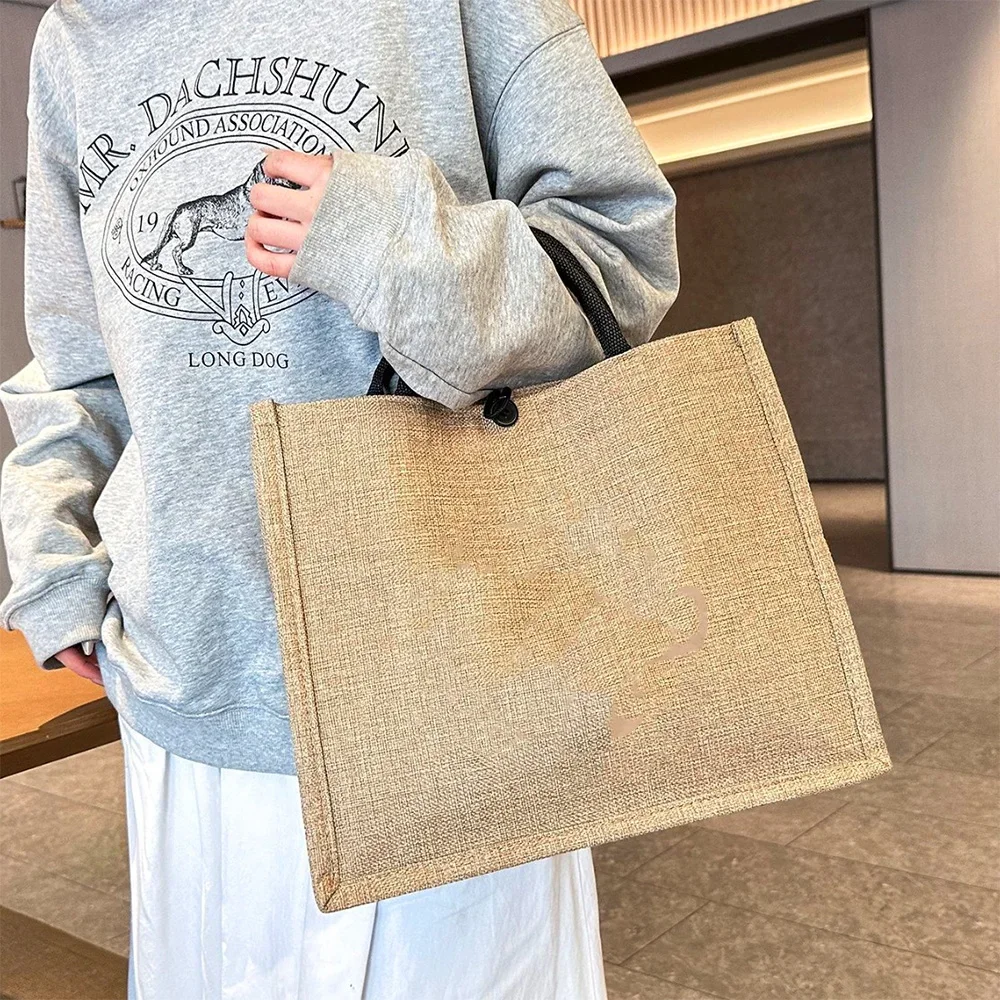 Flax Bag Fastener Handbag Orga - Women Bags Jute reseña y precio