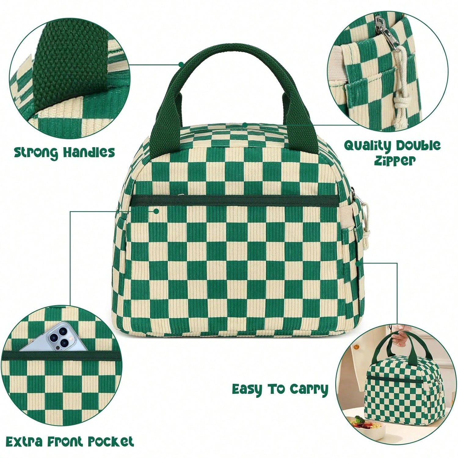 Cute Corduroy Lunch Tote Bags  - Women Bags Work reseña y precio