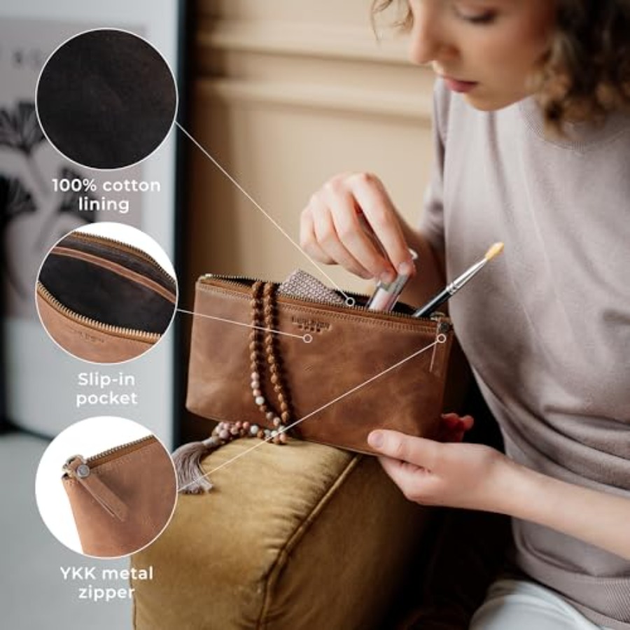 Vintage Genuine Leather Makeup - Women Bags For Travel reseña y precio