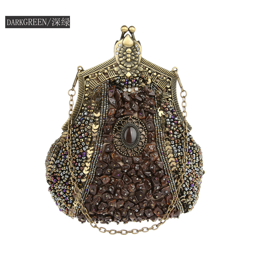 Retro Fashion Pearl Sequin Bea - Women Bags Gold reseña y precio