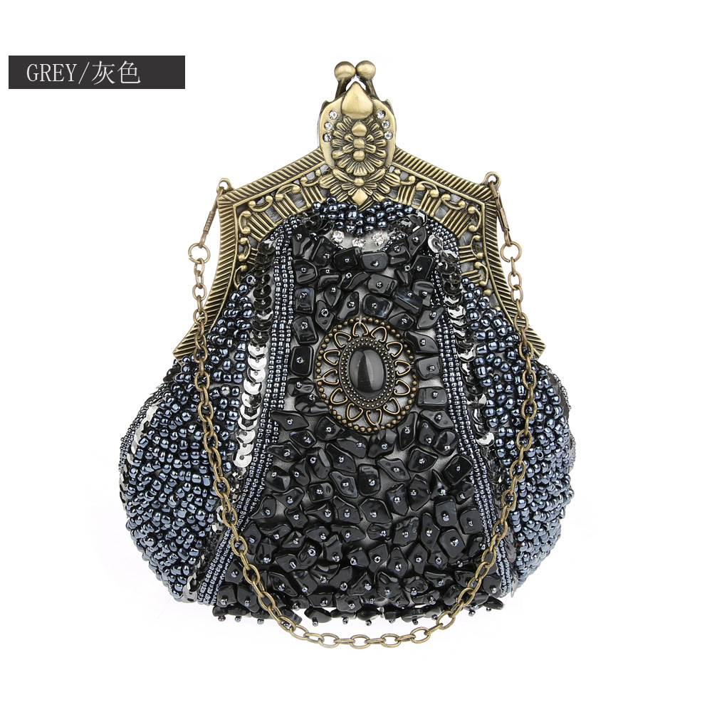 Retro Fashion Pearl Sequin Bea - Women Bags Gold reseña y precio