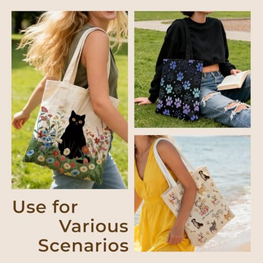 Cute Aesthetic Canvas Tote Bag - Women Bags Work reseña y precio
