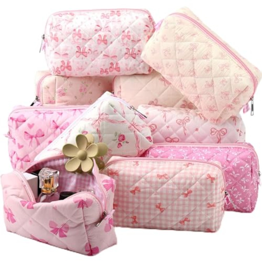 10 Pcs Quilted Makeup Bag Bulk - Women Bags For Travel reseña y precio