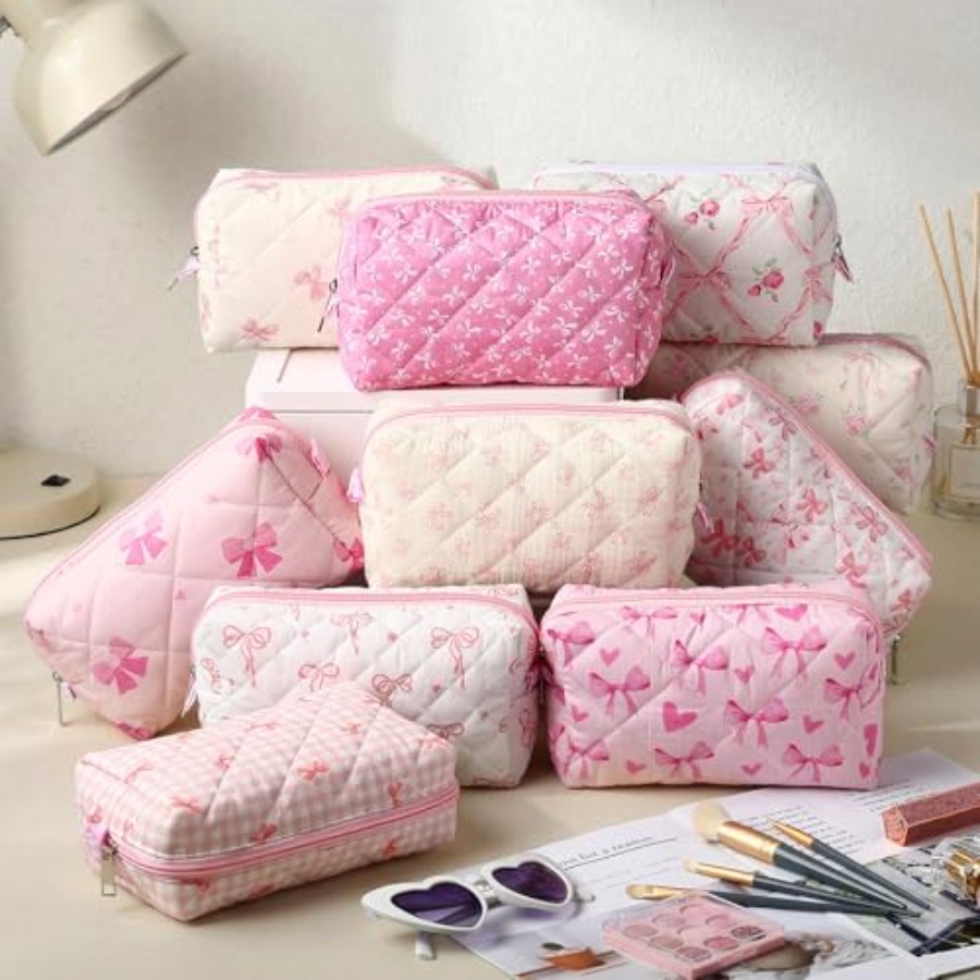 10 Pcs Quilted Makeup Bag Bulk - Women Bags For Travel reseña y precio