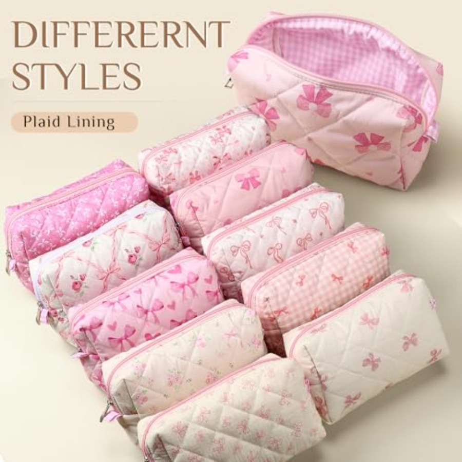 10 Pcs Quilted Makeup Bag Bulk - Women Bags For Travel reseña y precio